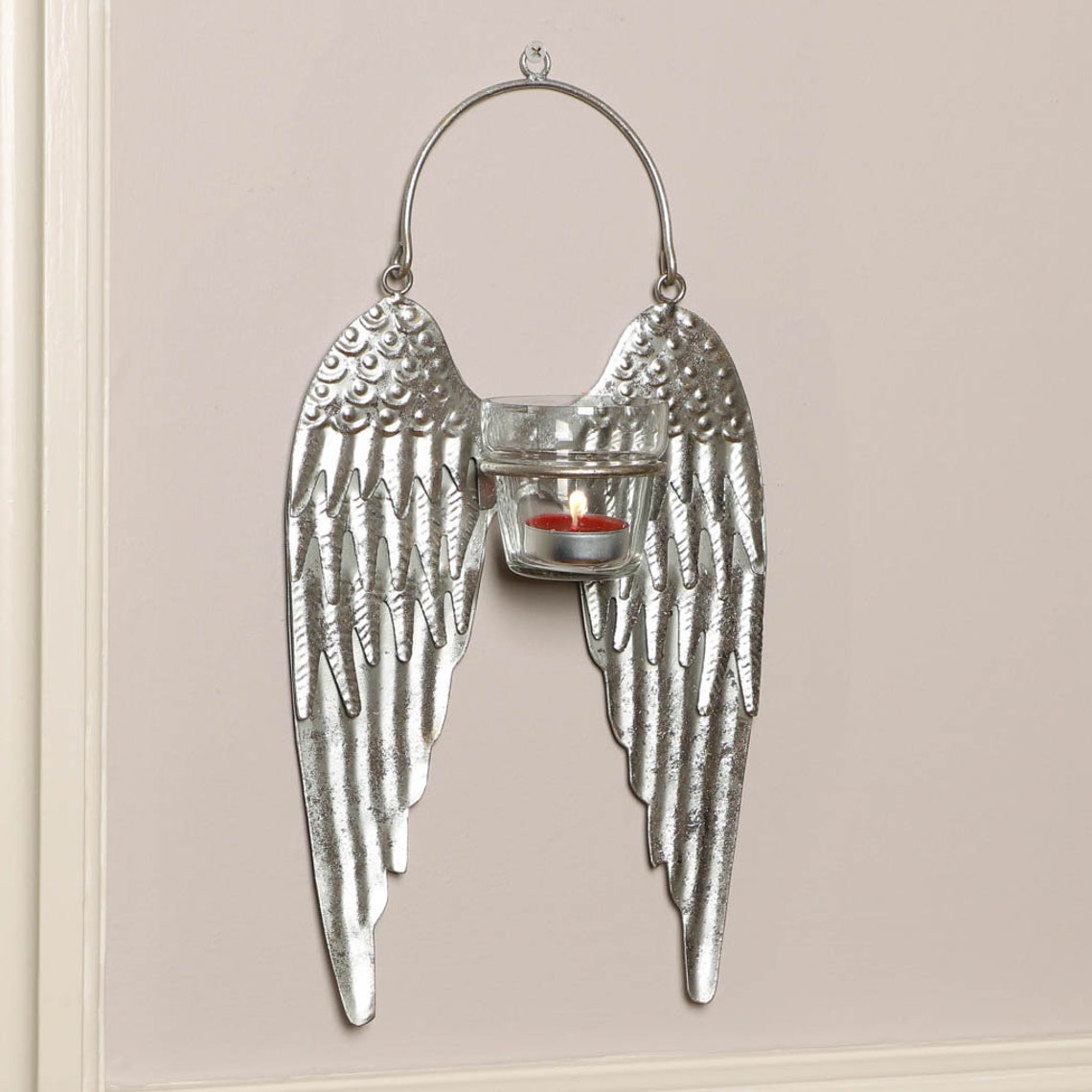 Wall Mounted Angel Wings Candle Holder Silver Finish Wall Etsy
