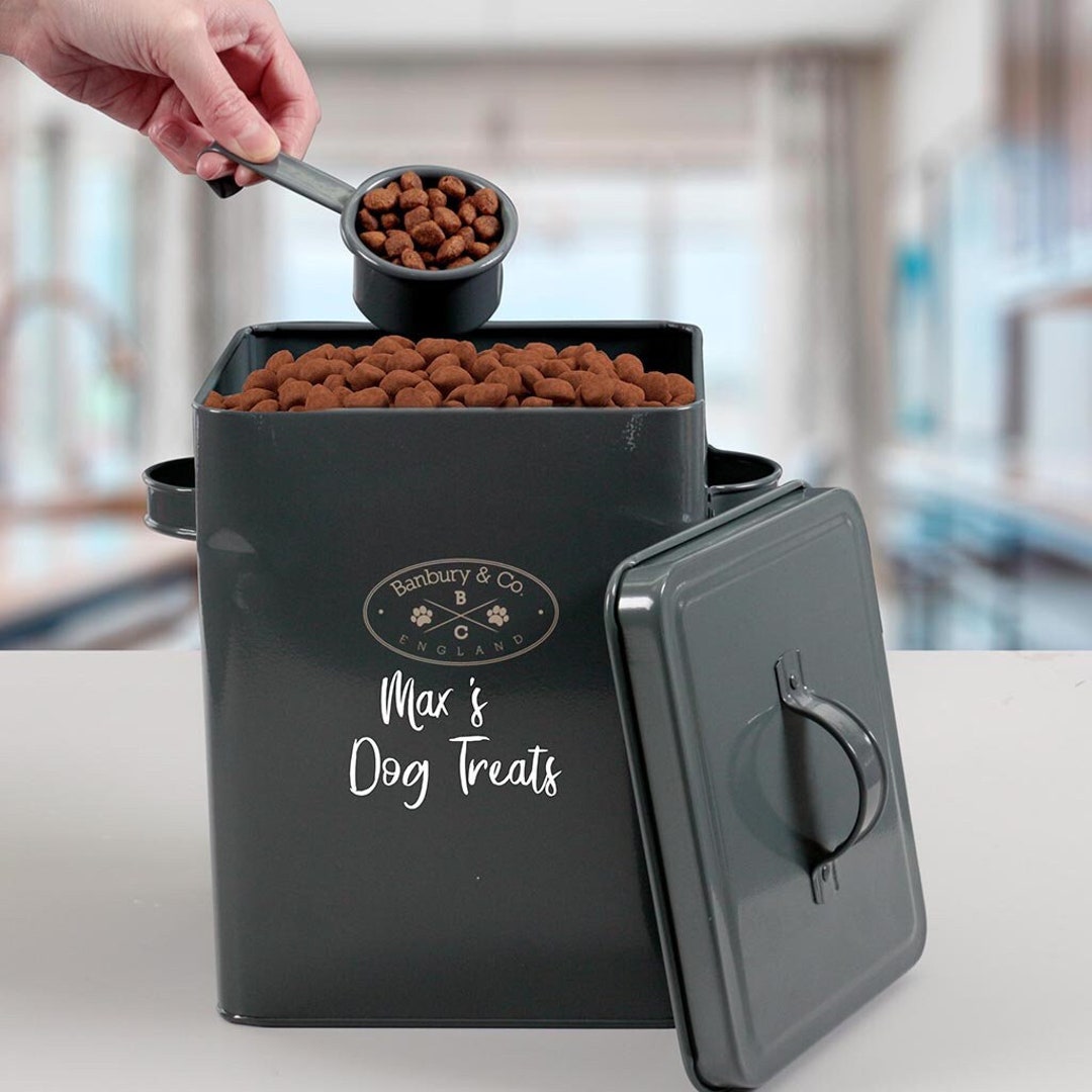 Personalised Dog Treat Storage Tin Kitchen Organisation Puppy Food