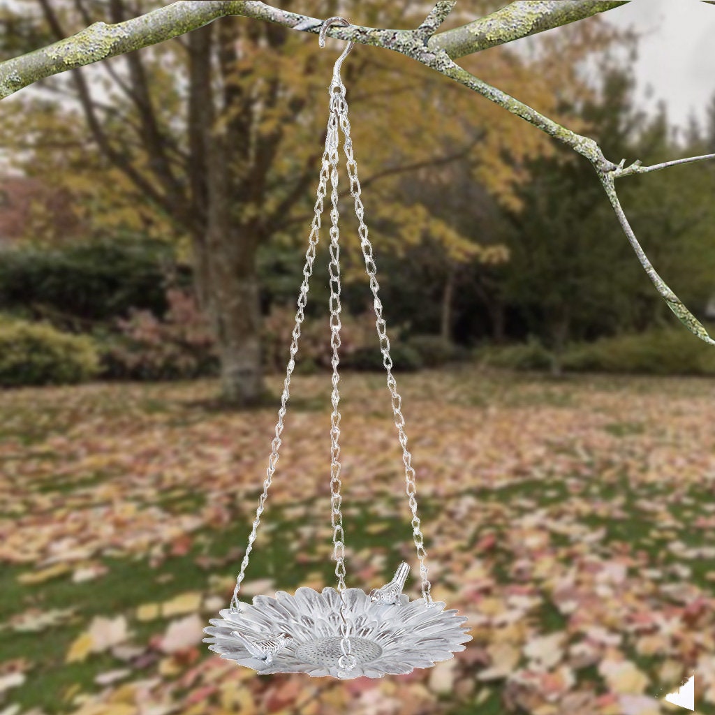 Hanging Sunflower Cast Iron Bird Dish Ivory White Garden Bird Etsy UK