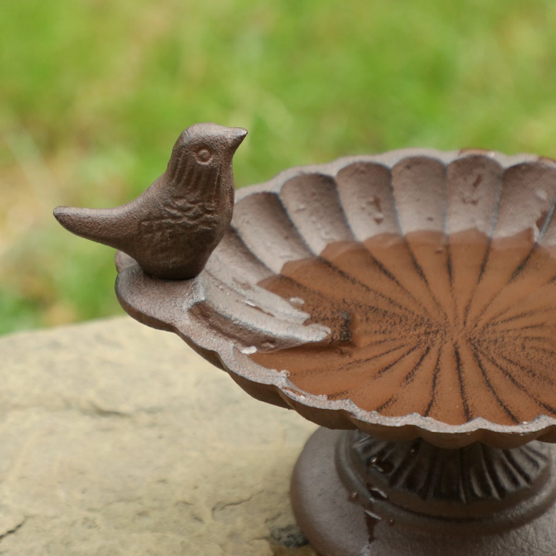 Cast Iron Bird Bath Freestanding Antique Brown Bird Dish Seed Etsy
