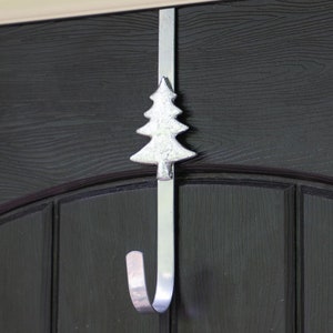 Silver Tree Door Wreath Hanger Country Style All Season Over Door Winter Wreath Christmas Garland Hook Bracket Holder