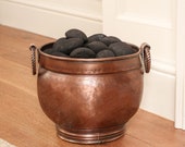 Brushed Copper Fireside Coal Bucket Hand Hammered Recycled Iron Coal Scuttle Log Basket Kindling Bucket Fireside Stove Hearth Accessory