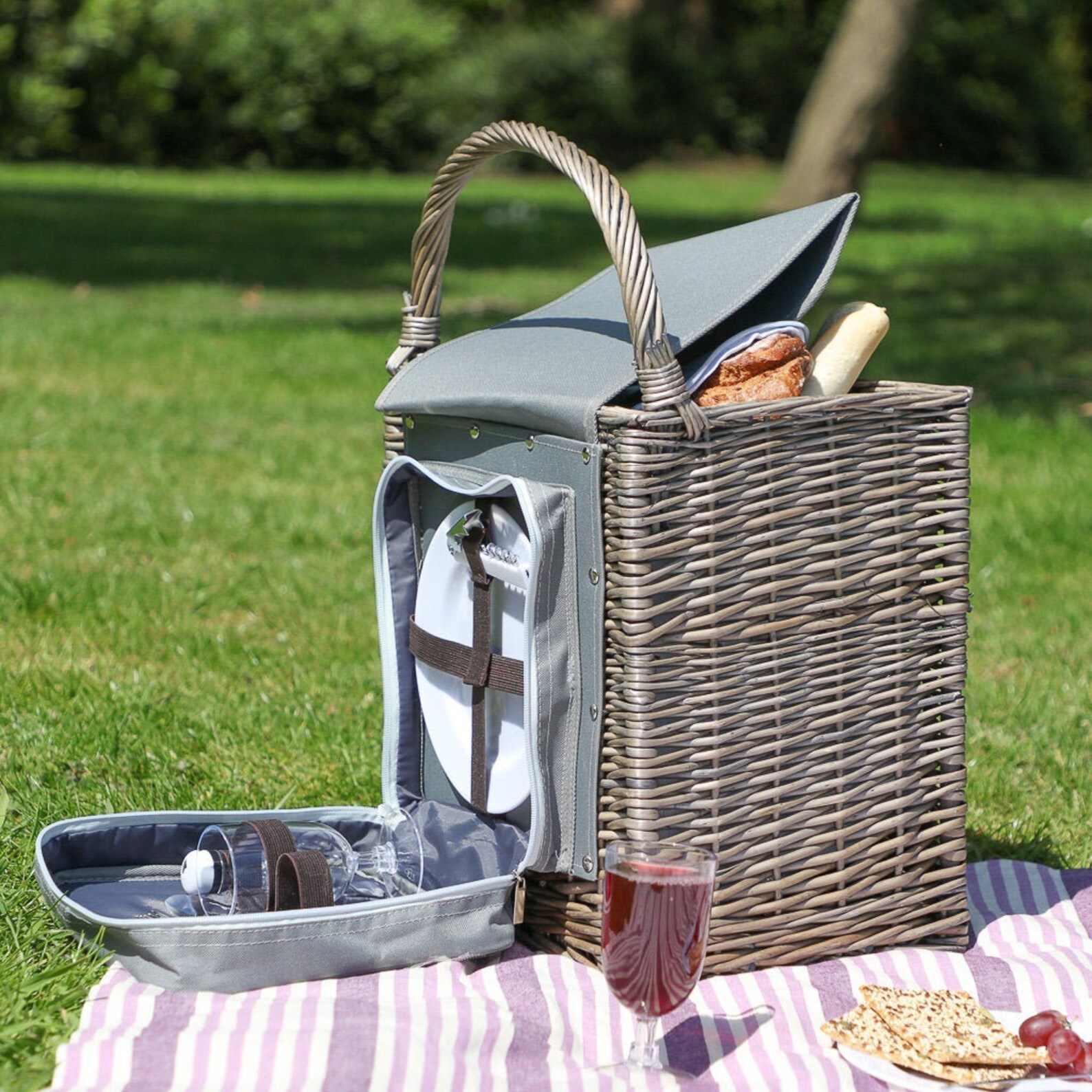 2 Person Picnic Hamper Extra Large Willow Wicker Picnic Basket Etsy