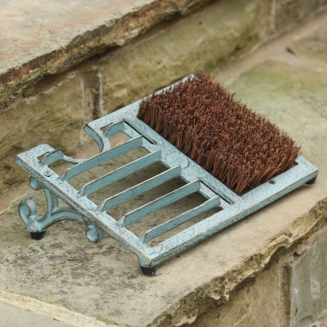 Cast Iron Boot Brush Decorative Sage Green Garden Boot Scraper Etsy