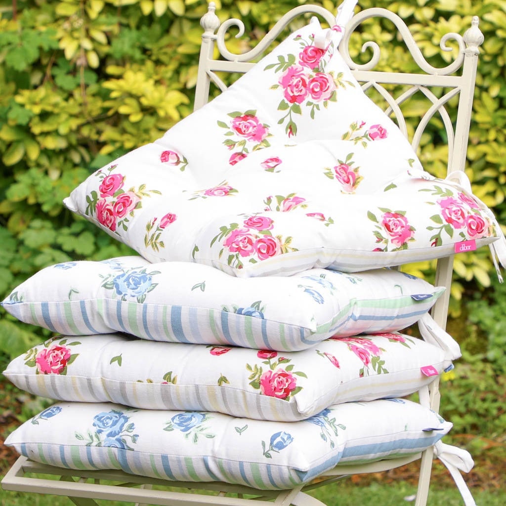 Floral Print Dining Chair Seat Pad Cushions Set of 4 Red & Etsy