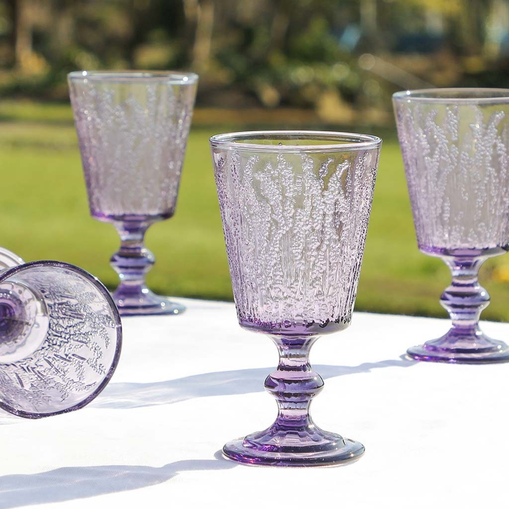 Set of Four Embossed Wine Goblets Vintage Style Embossed Wine Etsy