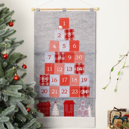 Fabric Advent Calendar Snowy Village Wall Hanging Reusable - Etsy Hong Kong