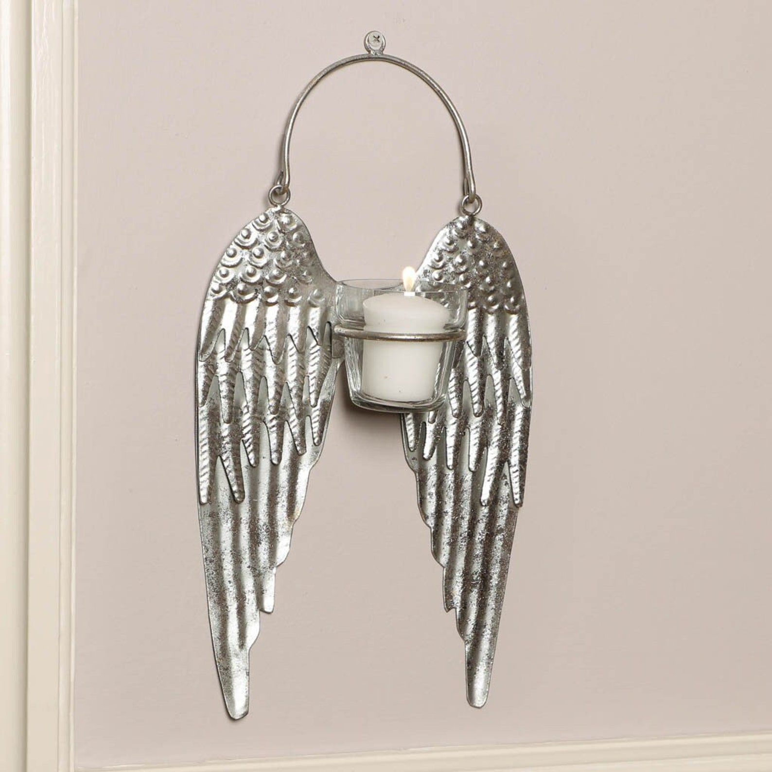 Wall Mounted Angel Wings Candle Holder Silver Finish Wall Etsy