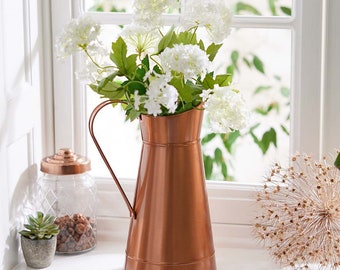 Copper Anniversary Gift Pitcher Jug Floral Display Vase Shabby Chic 7th Wedding Anniversary Present for Her Hand Made Recycled Iron Vase