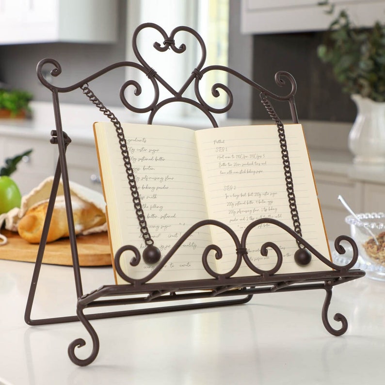 Cast Iron Cook Book Stand Traditional Country Kitchen Rustic Etsy UK