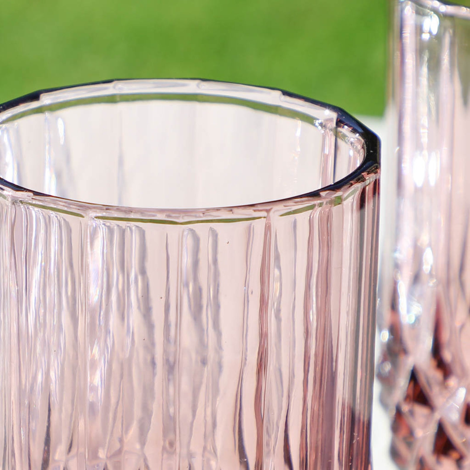 Set of 4 Hi Ball Tumbler Glasses Pink Diamond Embossed Water Etsy UK