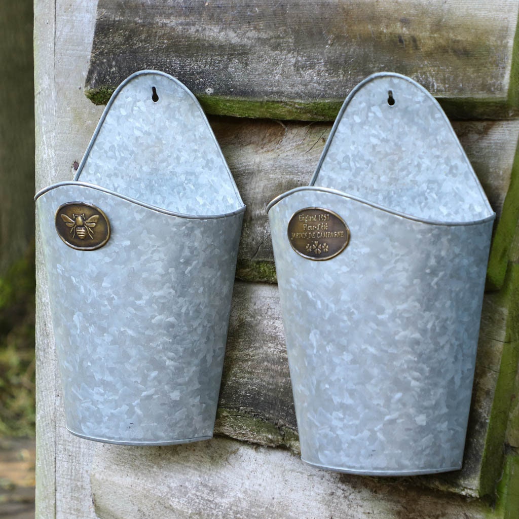 Wall Mounted Planter Vintage Style Galvanised Zinc Hanging Etsy