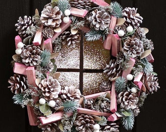 Spring Pine Cone Wreath Decorative Summer Front Door Garland Rustic Country Style Traditional Festive Wreath Home Décor 13"-17"