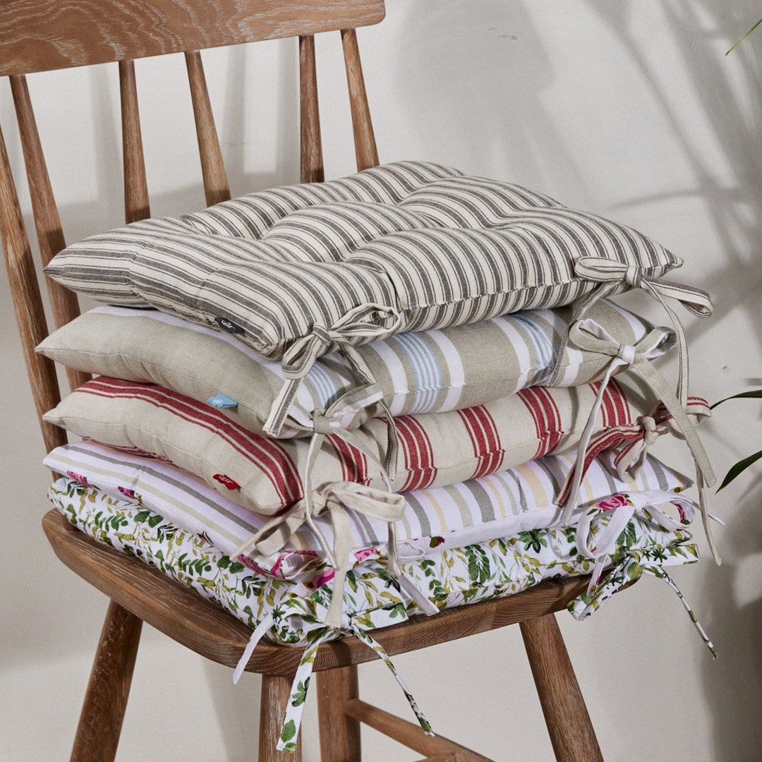 Set of 2 Dining Chair Seat Pads Tie on Dining Chair Cushions 100 Cotton Machine Washable Garden Alfresco Furniture Cushions Etsy Denmark