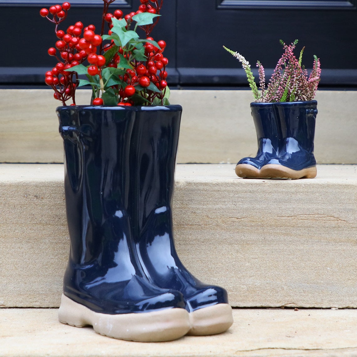 Ceramic Wellington Welly Boot Garden Planter Gift for Etsy UK