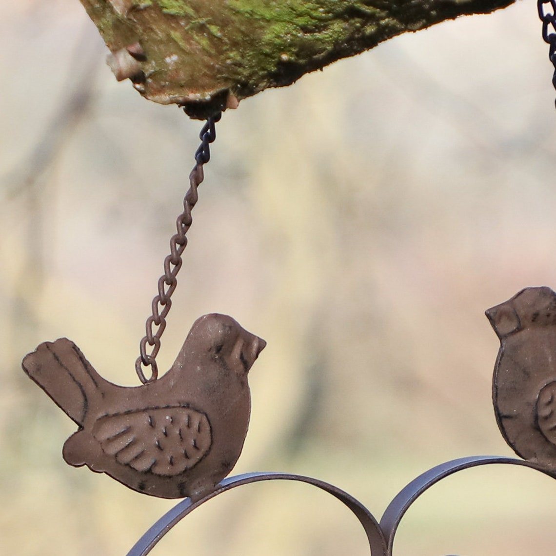 Hanging Bird Feeder Cast Iron Hanging Heart Decorative Garden Etsy