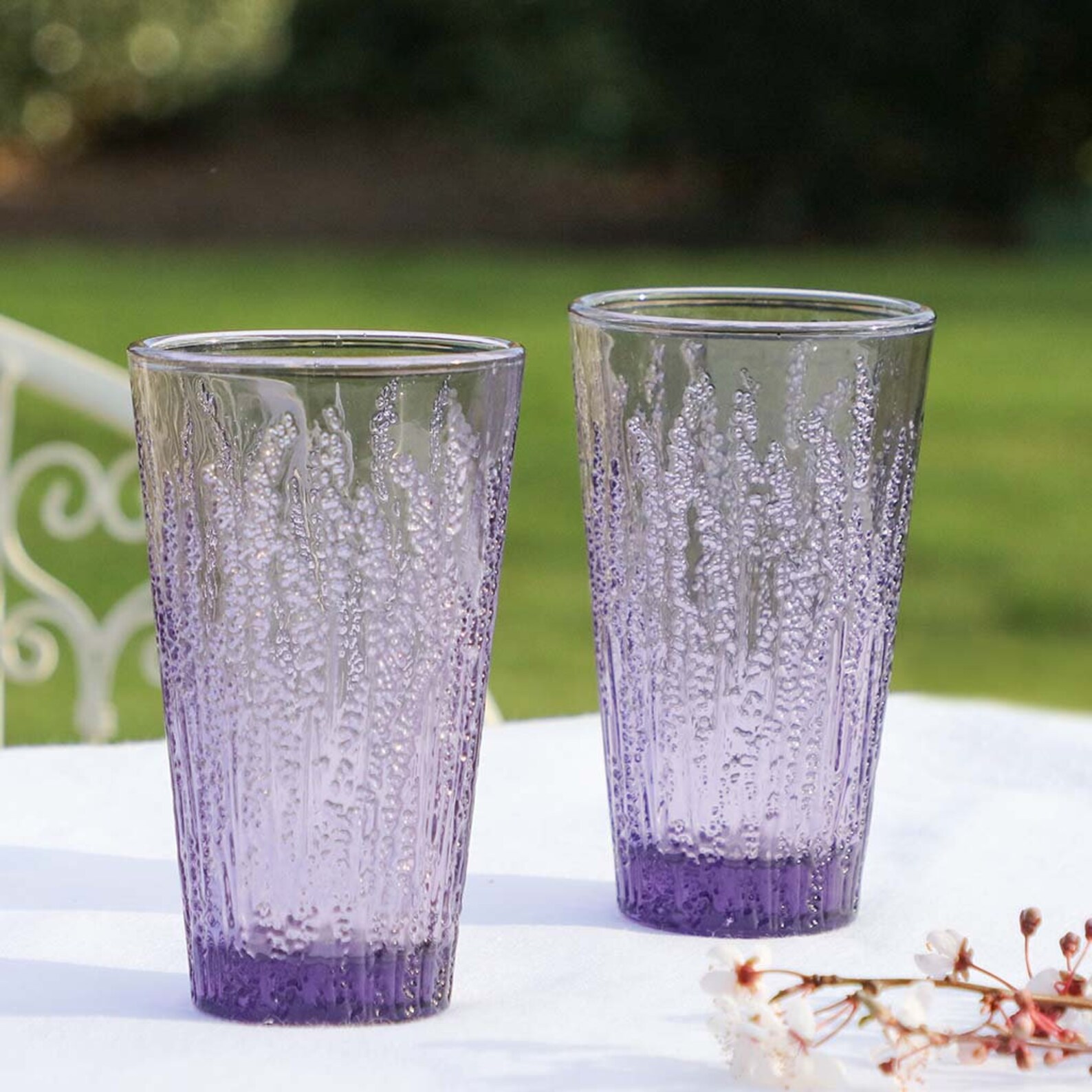 Purple Lavender Embossed Glass Tumblers & HiBall Glasses Etsy