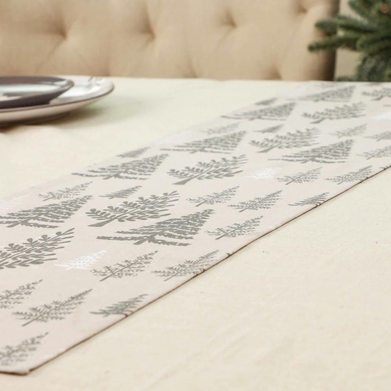 Camino de mesa de algodón extralargo de 220 cm, mesa de comedor navideña,  mantel de lino, estrella/árbol, cena navideña, decoración de mesa,  servilletas y dispersiones -  España