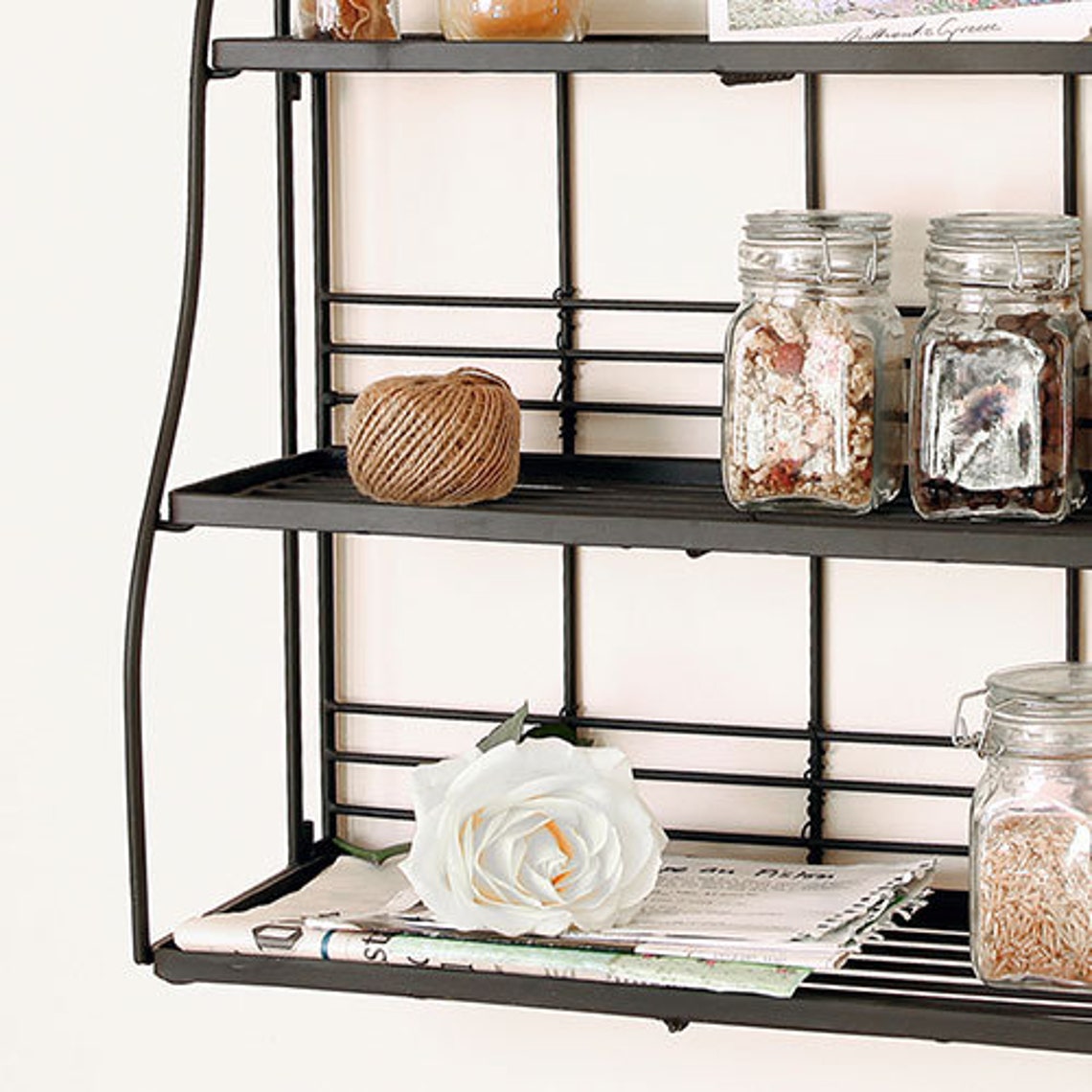 Wall Mounted Kitchen Shelf Cast Iron Spice Rack Storage Unit Etsy UK