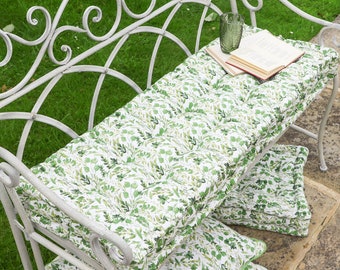 Botanical Leaf Print Garden Bench Cushion Collection Outdoor Furniture Cushion Set Seat Pad Forest Print Garden Party Decor