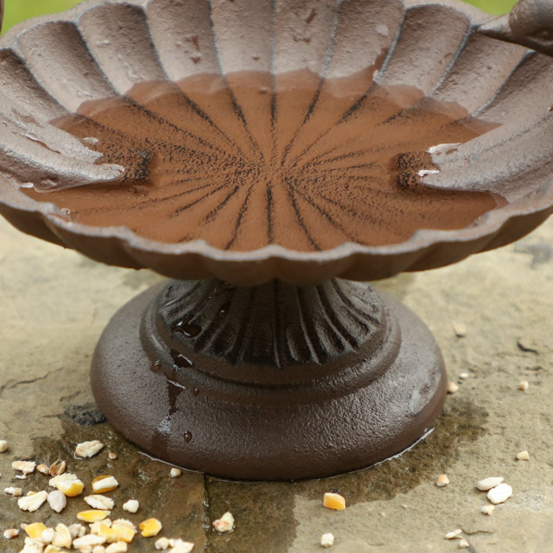 Cast Iron Bird Bath Freestanding Antique Brown Bird Dish Seed Etsy