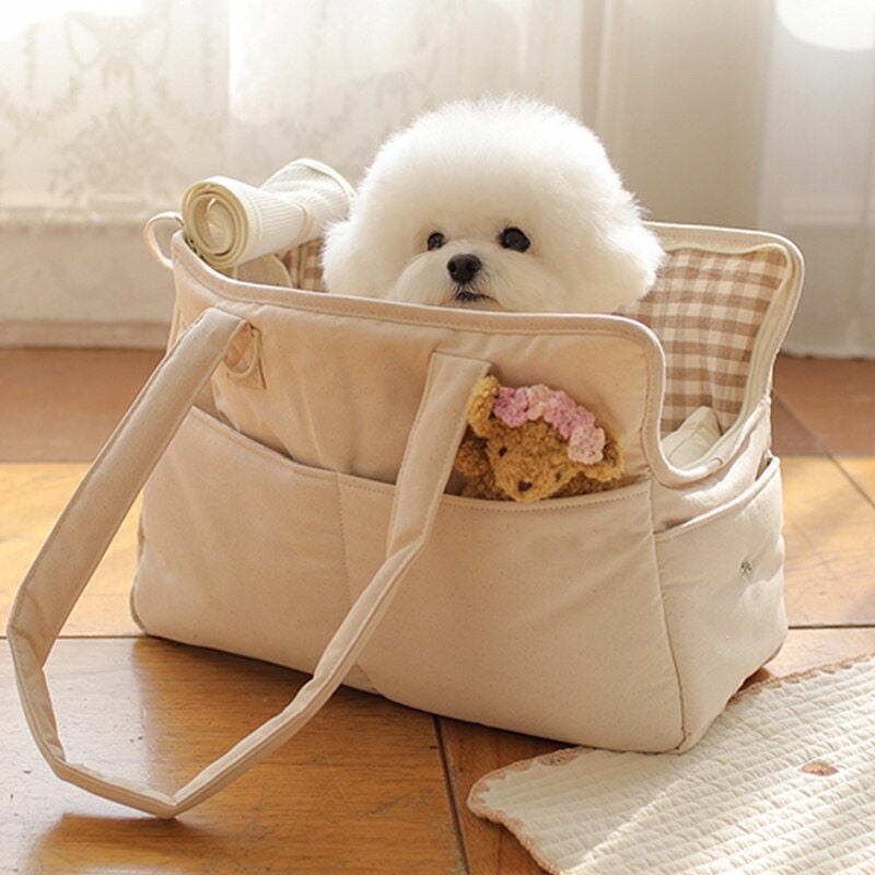  Hubulk Dog Carrier Bag Pet Tote Bag Doggie Handbag Cat Purse  Puppy Pouch, Free Collapsible Dog Bowl Included (S Khaki) : Pet Supplies