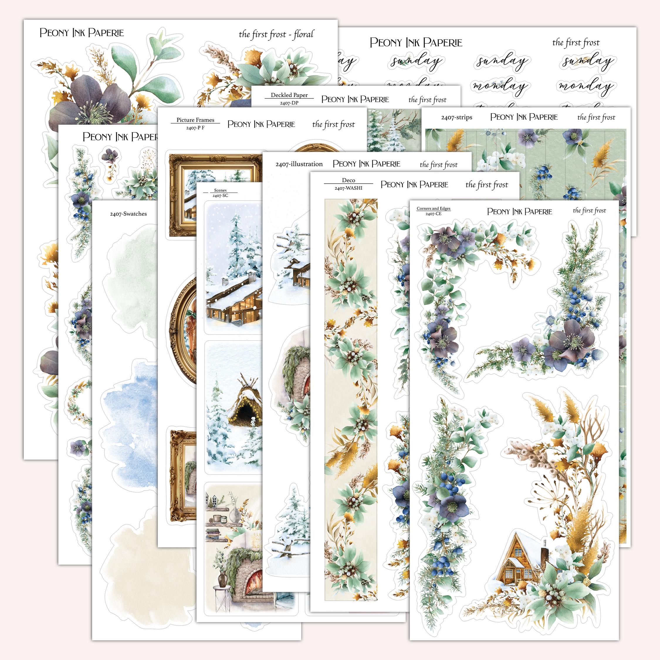 Fost Sticker Journaling Kit | the First Frost | Sticker Kit | Floral Deco | Bullet ...
