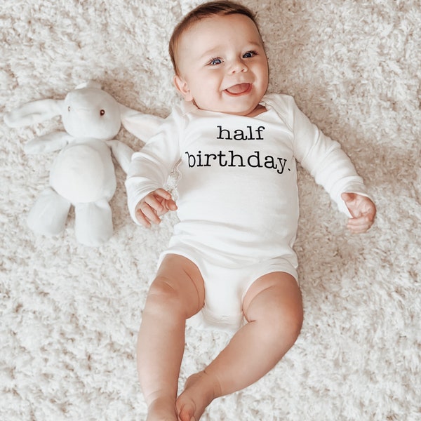 Half Birthday Outfit, Six Month Bodysuit, Baby One Piece, Bodysuit, Six Month Birthday, 6 Mobths, Baby Girl Clothing, Baby Boy Clothing