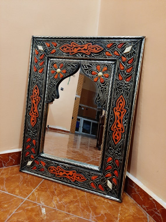 Mosaic Mirror Living room Bathroom Mirror Handmade Mirror Vintage Moroccan Mirror Engraved Mirrors Wall Mirror Decor Carved Mirror
