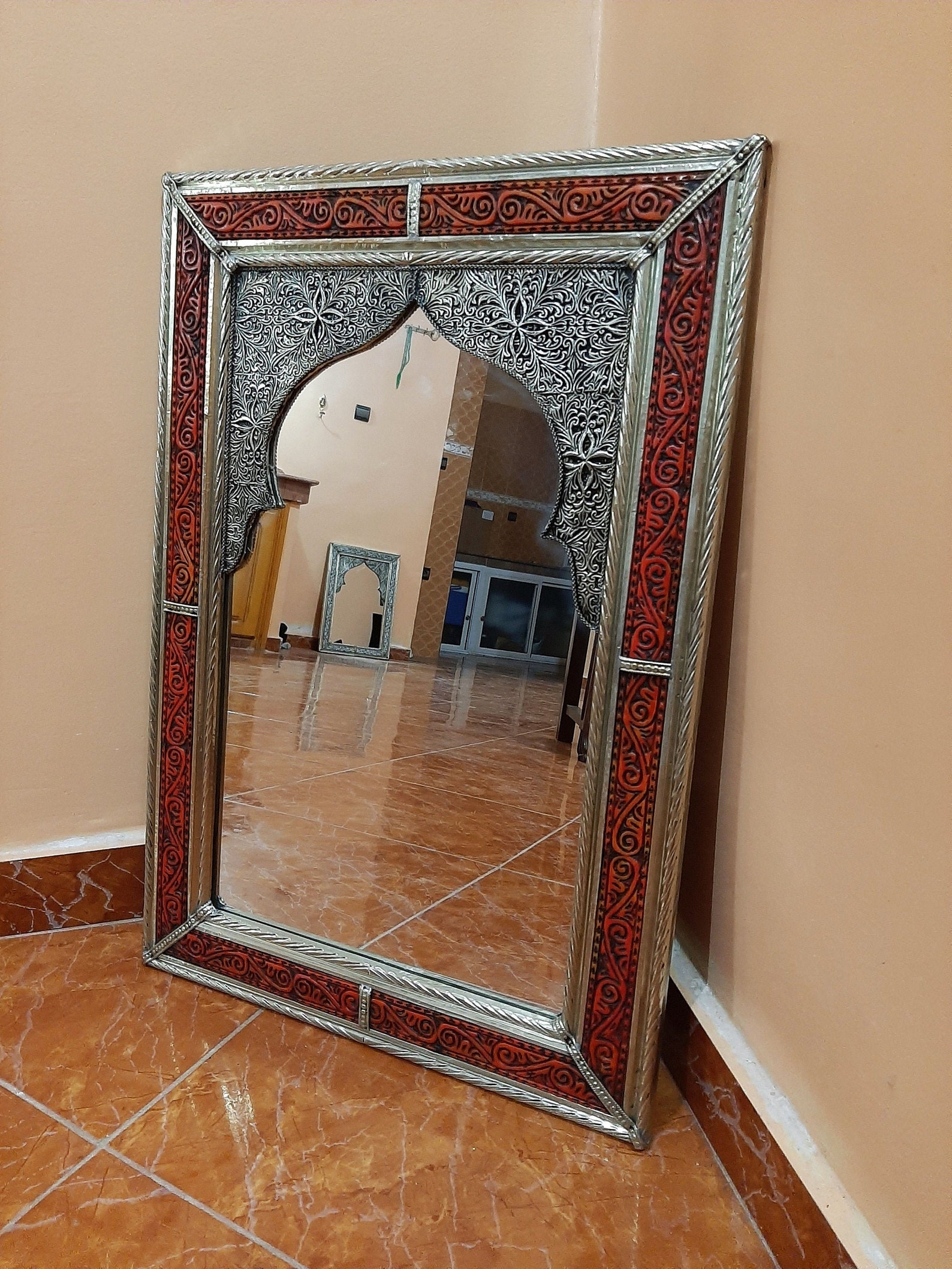 Moroccan Mirror 100 Handcrafted Wall Mirror Engraved Metal Etsy UK