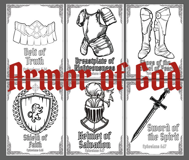 Armor of God Coloring Pages - Etsy