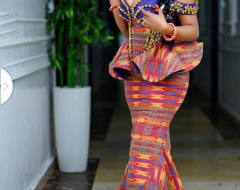 African Women Outfit, African Women outfit, African wedding, African Kente Outfit, Prom Outfit