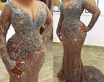 Luxury Wedding Dress, Panel Lace outfit, Prom Dress, Reception Outfit, Party Dress, Wedding Outfit, Bride Outfit