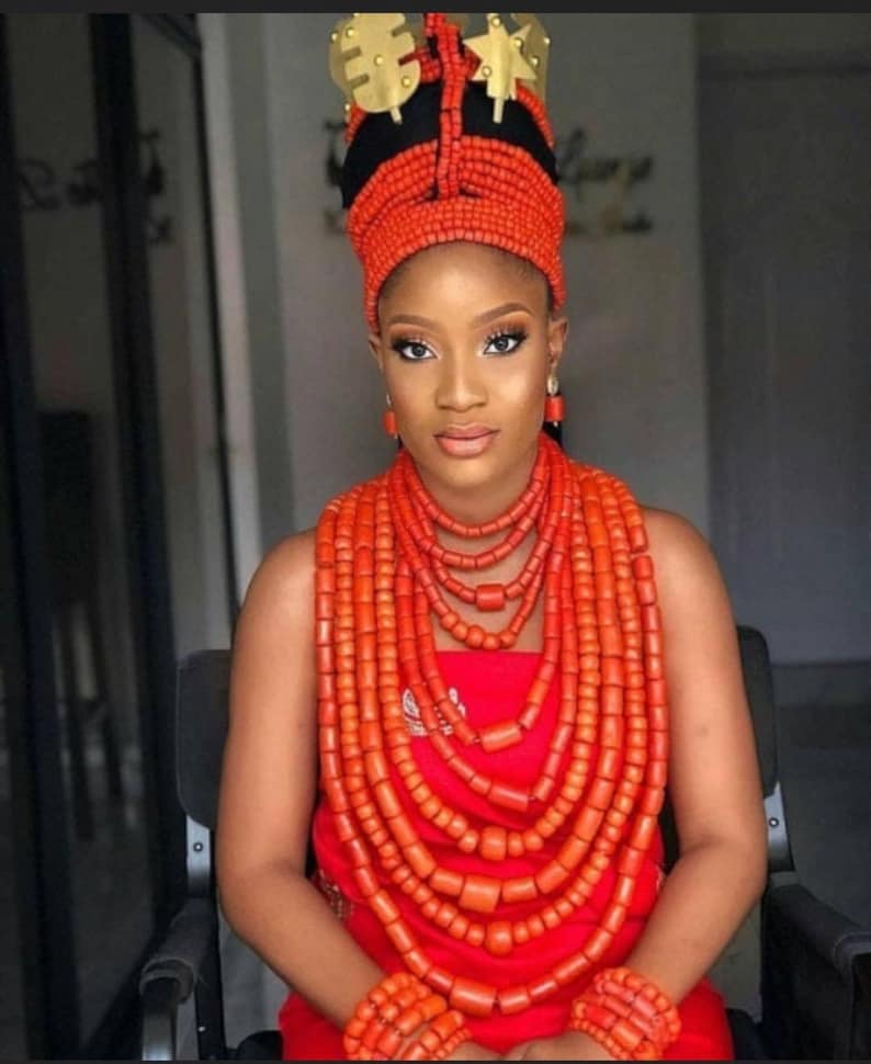 Beautiful Authentic Coral Beads, Complete Edo Bride Accessories, Coral ...