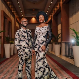 African Couples Traditional Wedding Outfit, Igbo Couples Traditional Outfit, Edo Traditional Wedding Outfit, Nigerian Traditional Wedding