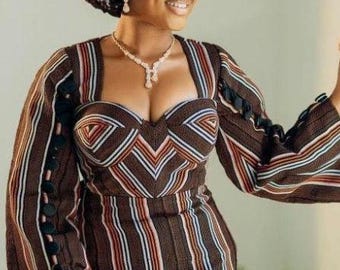 Beautiful Traditional Outfit, Brides Outfit, Prom dress, African Wedding Outfit, Brides wedding Attire, Aso-Oke Wedding Outfit. Party Outfit