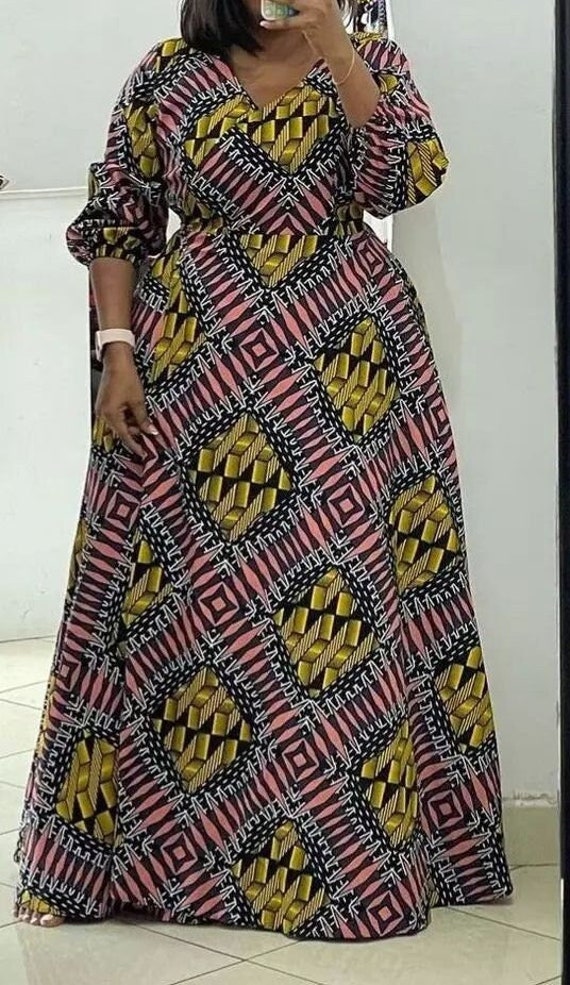 Robe longue de Ankara, tenue africaine d'ankara, robe longue de bal de  promo, tenue pour femme africaine, robe de mariée africaine