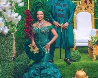 African Couples Traditional Wedding Outfit, Igbo Couples Traditional Outfit, Edo Traditional Wedding Outfit, Nigerian Traditional Wedding