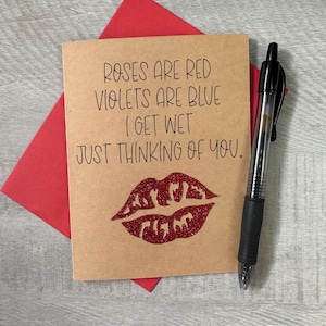 Valentines Day Card, Anniversary Card, I love you, You Make Me Wet, Funny Card, Handmade Card, Valentine Gift, Sexy,