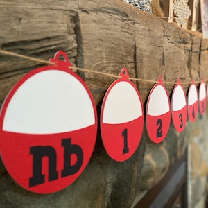 Bobber Banner. The Big ONE First Birthday, O-Fishally- One birthday, Monthly photo banner, First Year Fishing Garland