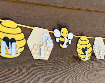 First Bee-Day Milestone Banner, First Bee Day Birthday, First Bee Day Party, First Birthday, Bee Party, Newborn to 12 Month Photo Banner