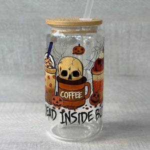 Dead Inside But Spiced 16oz Beer Can, Iced Coffee, Pumpkin Spice, Halloween themed tumbler, Boo Basket, Stocking Stuffer, Christmas Present