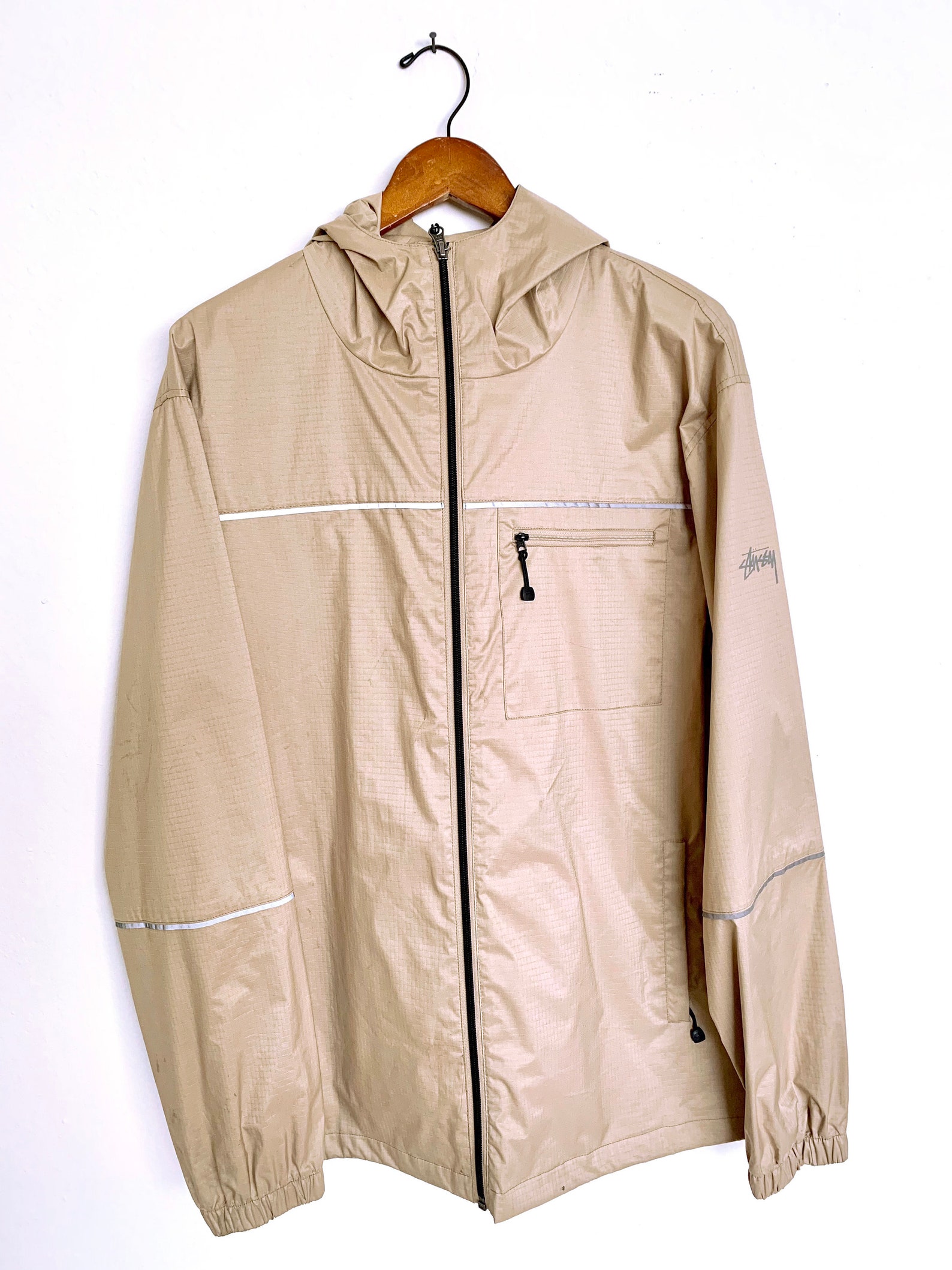 Stussy Windbreaker With Reflective Piping in Tan Size Large - Etsy