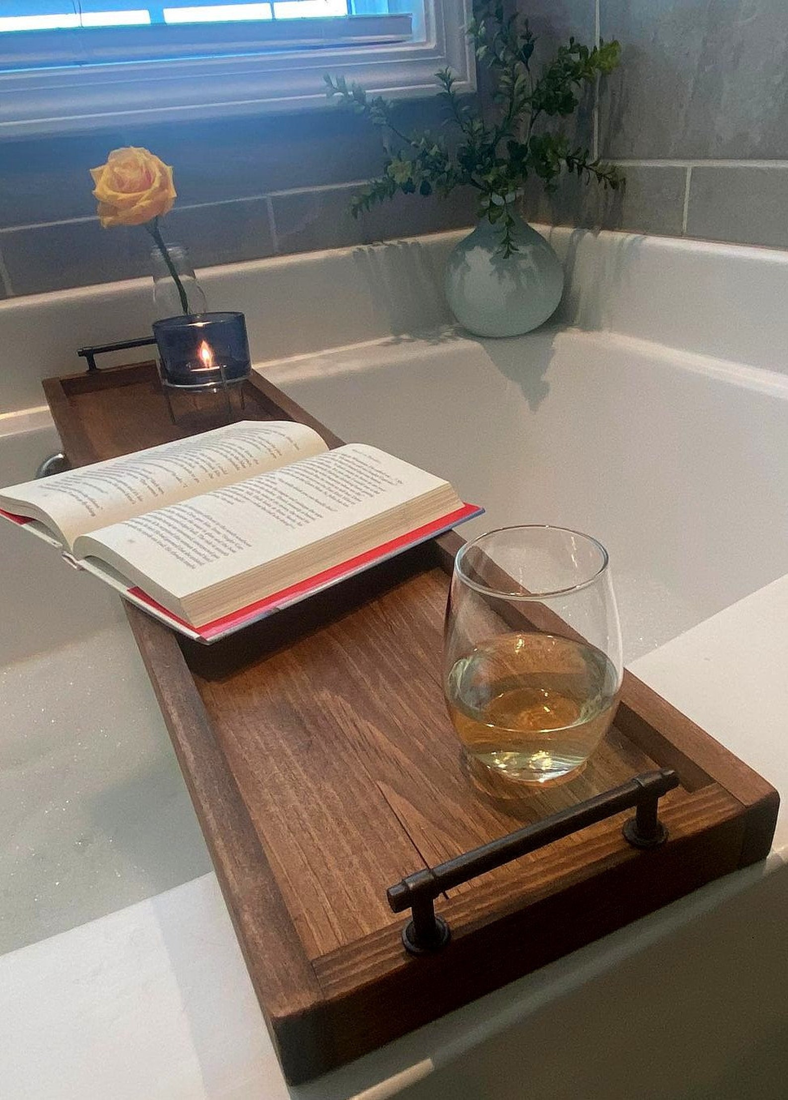 Rustic Wood Bath Tray Farmhouse Wood Bath Tray Bathtub Etsy
