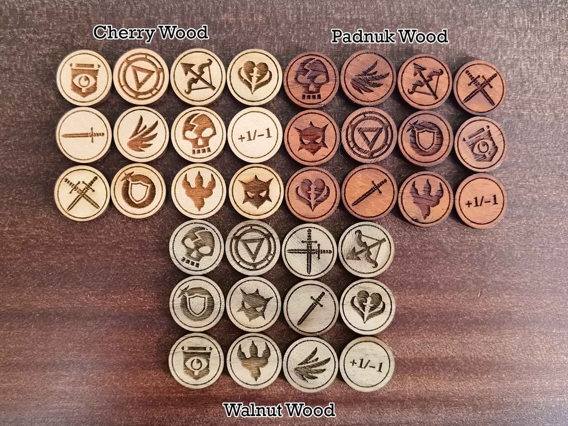 Wooden Tokens MTG Token Mana Symbol Card Games Commanders Etsy