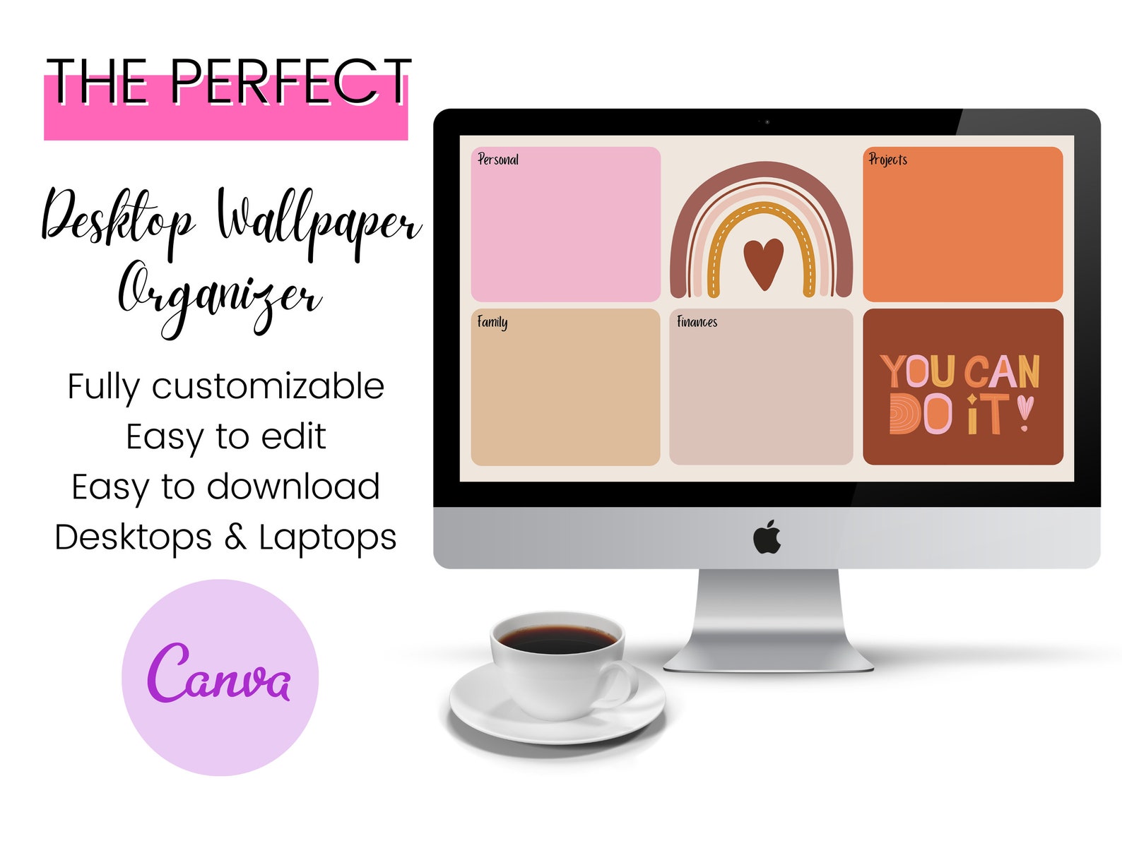 Desktop Wallpaper Organizer Canva Desktop Background Etsy Hong Kong