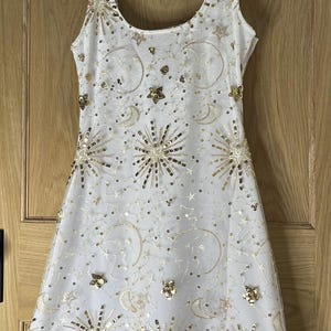 Handmade Champagne Sequin star & Moon embellished dress