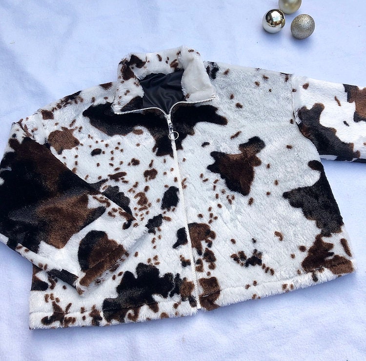 Handmade Brown Cow Faux Fur Jacket - Etsy