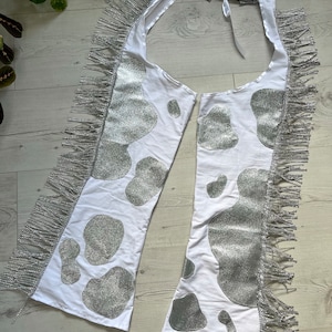 Handmade sparkly glitter space girl cow chaps