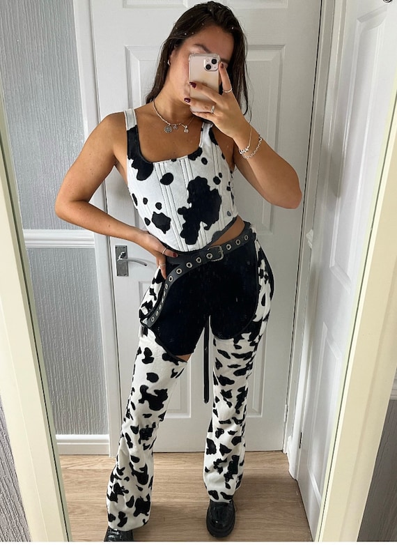 Handmade Multiple Animal Prints Velboa Cut Out Cowgirl Flared Trousers Etsy